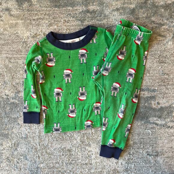 Hanna Andersson Green Santa Robot Long John Pajamas 80 cm 18-24 Months - Picture 8 of 8